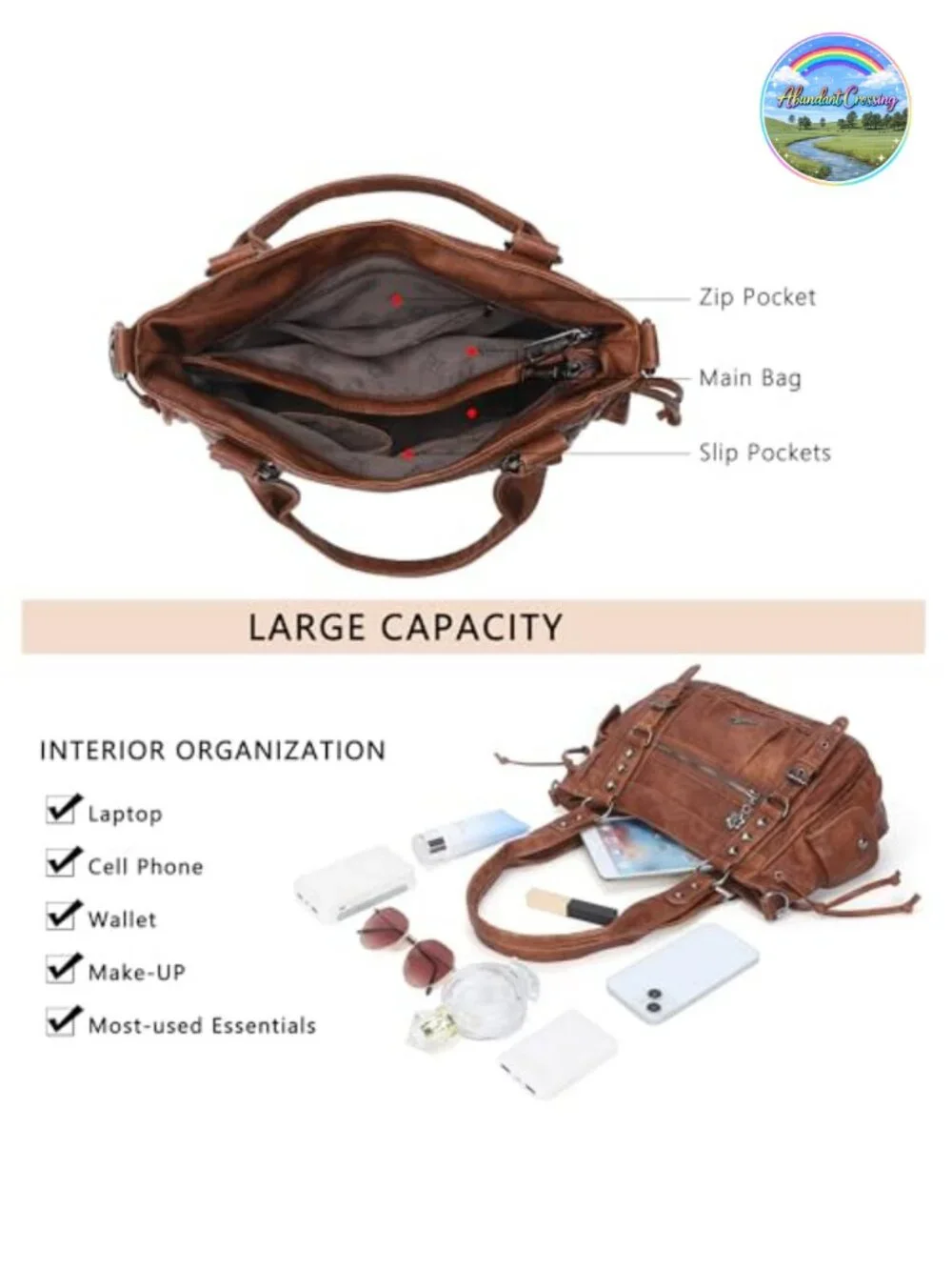 Multi Pocket Retro Hobo Handbag Satchel Tote Vegan Leather Shoulder Bag